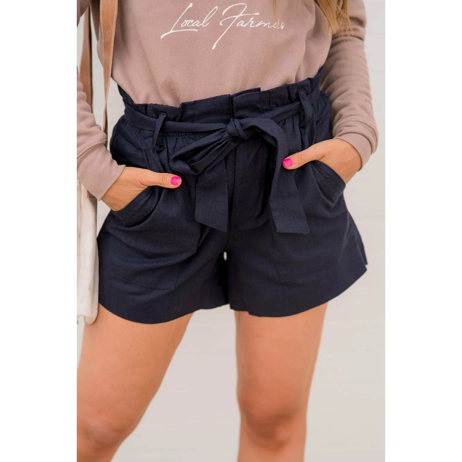 Tie Top Paper Bag Shorts