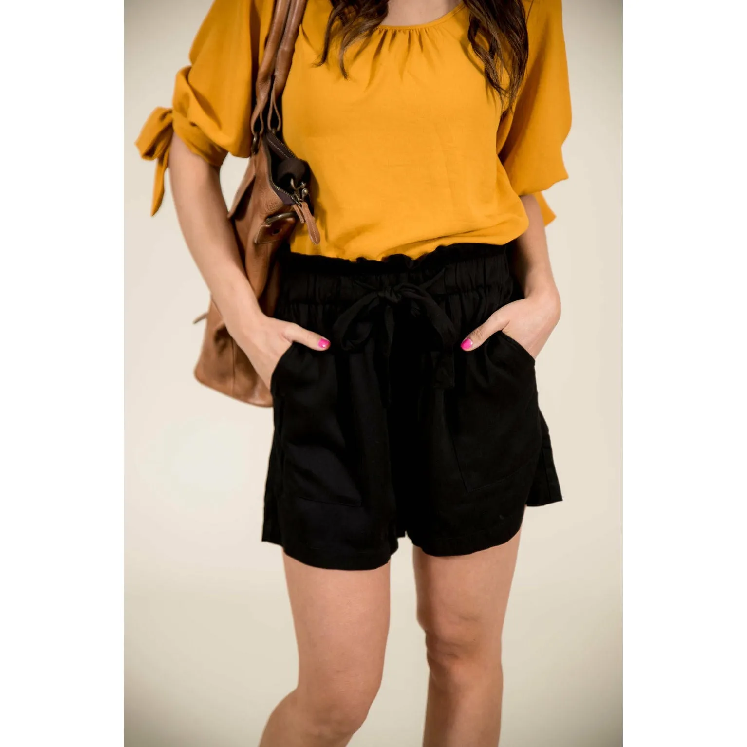 Tie Top Paper Bag Shorts