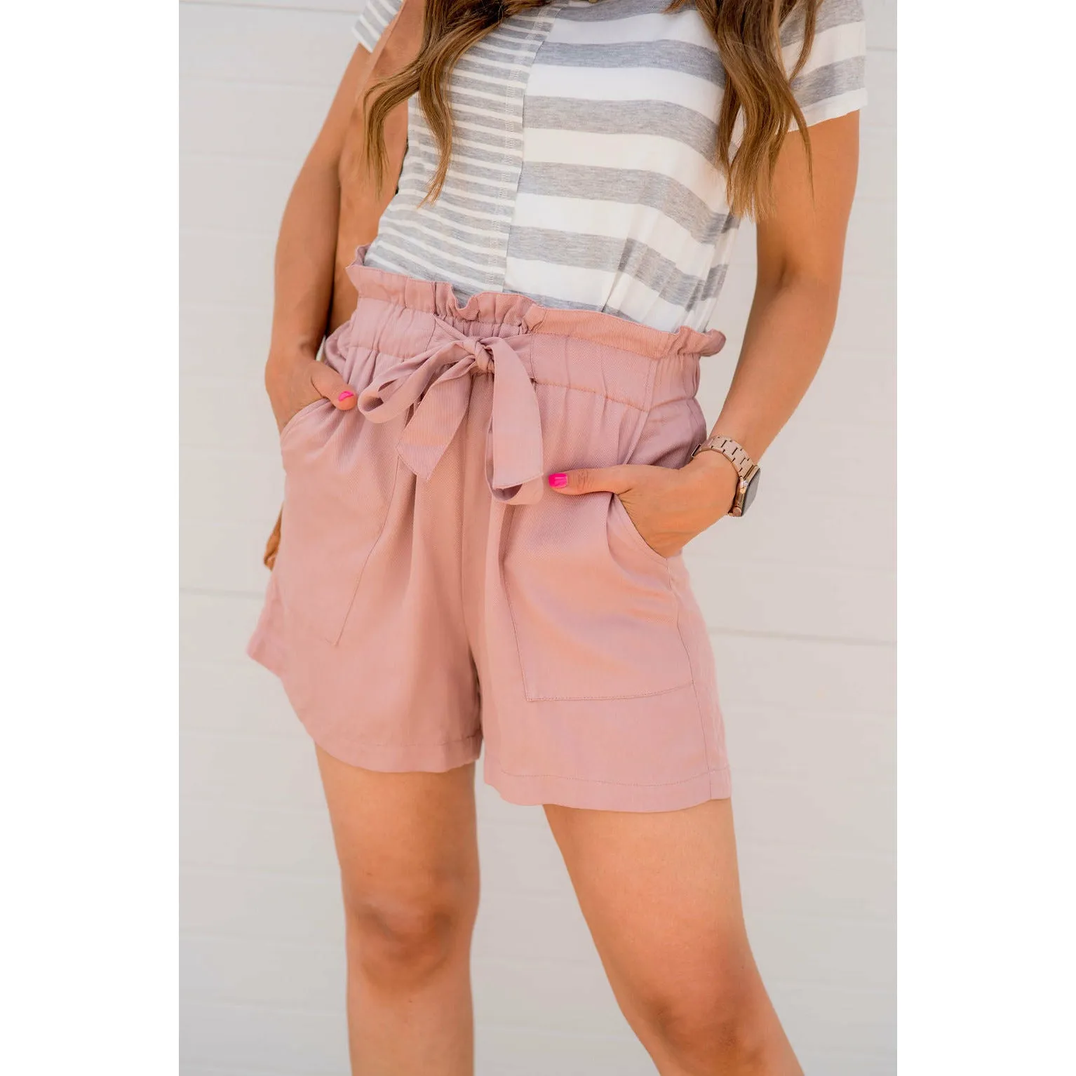 Tie Top Paper Bag Shorts