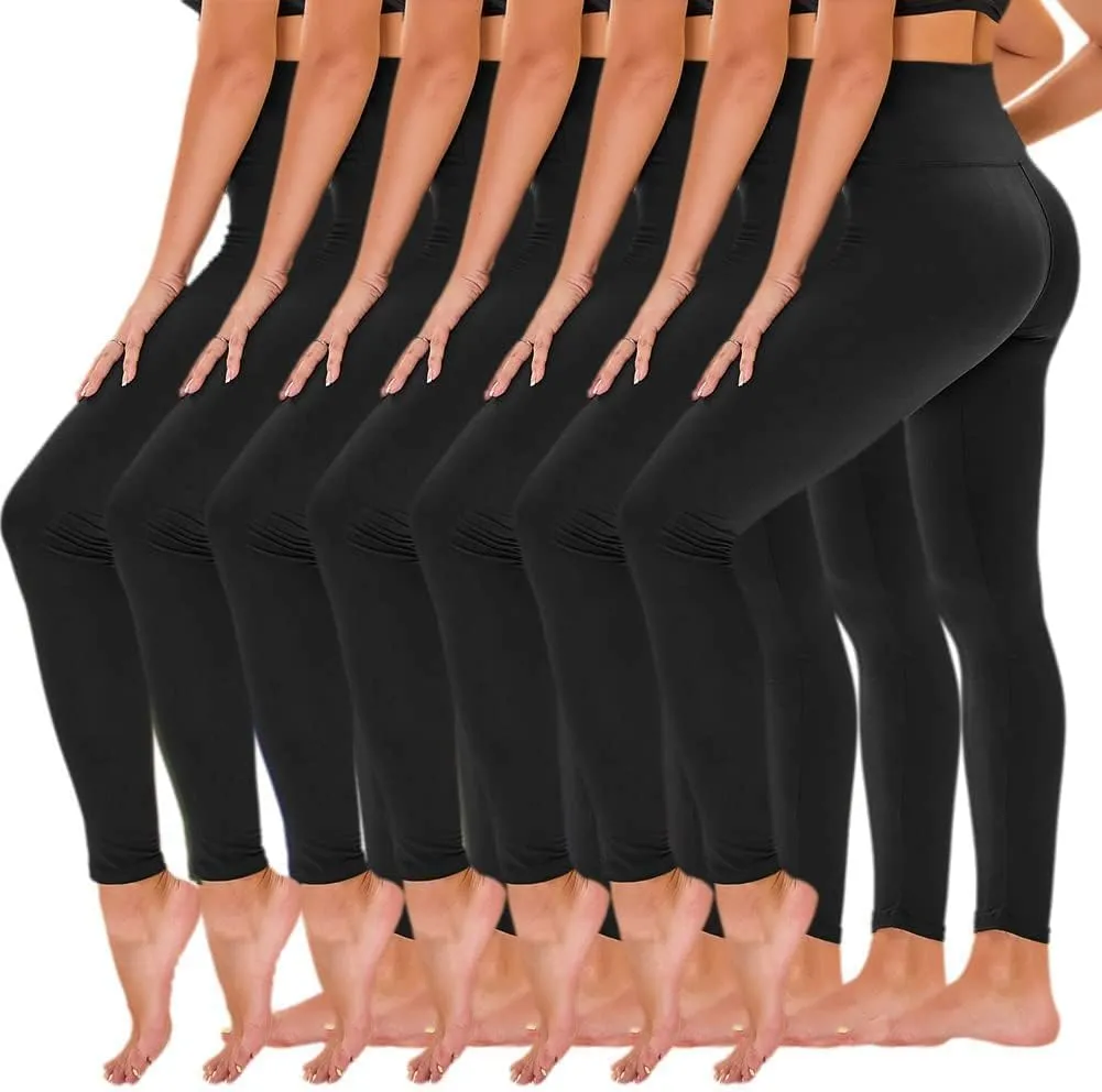 TNNZEET 7 Pack Leggings for Women - High Waisted Yoga Pants with Pockets Black Leggings Women Full Length & Capri