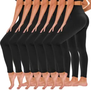 TNNZEET 7 Pack Leggings for Women - High Waisted Yoga Pants with Pockets Black Leggings Women Full Length & Capri