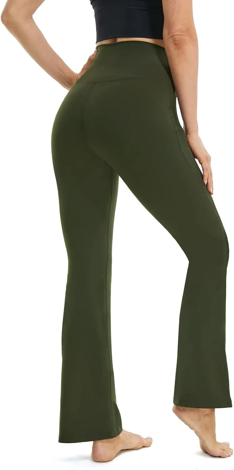 TOPYOGAS Womens Casual Flare Leggings with Pocket Bootleg Yoga Pants Crossover Hight Waisted Workout Pants