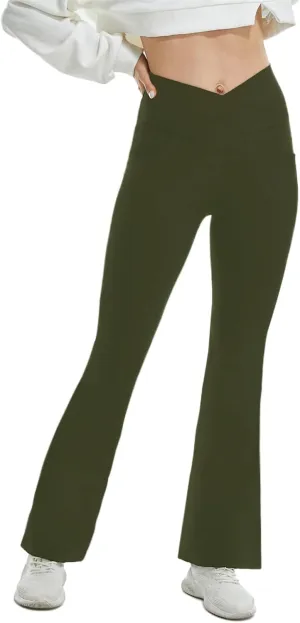 TOPYOGAS Womens Casual Flare Leggings with Pocket Bootleg Yoga Pants Crossover Hight Waisted Workout Pants