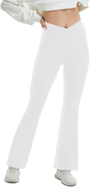 TOPYOGAS Womens Casual Flare Leggings with Pocket Bootleg Yoga Pants Crossover Hight Waisted Workout Pants