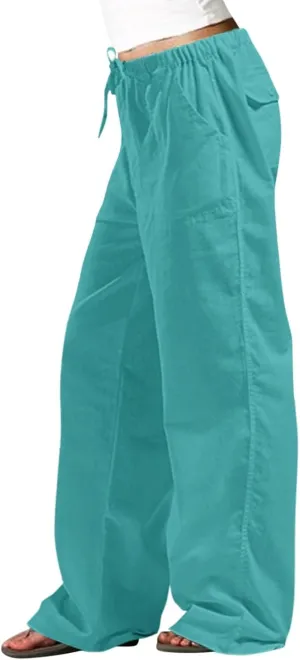 Trendy Outfits for Women 2025 Summer High Waisted Cotton Linen Palazzo Wide Leg Long Lounge Pant Trousers with Pockets