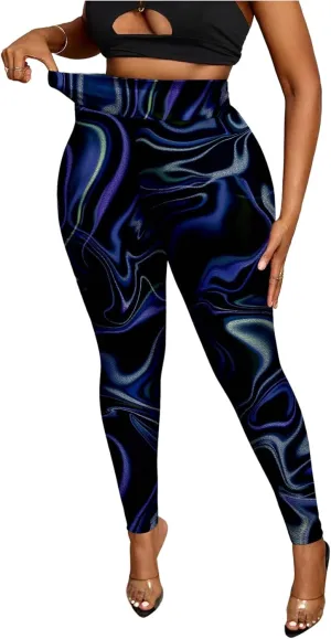 WDIRARA Women's Plus Size Leopard Print Leggings Sheer Mesh High Waist Skinny Pants
