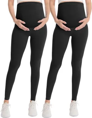 WELL&JUST Maternity Leggings Over The Belly - Ultra Soft Pregnancy Active Wear for Workout Casual, High Waist Yoga Tights