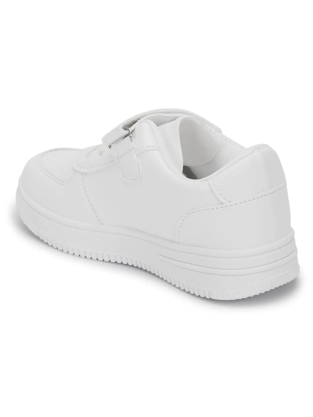 White PU Stylish Velcro Sneakers For Kids-Unisex (TC-RS3619-WHT)