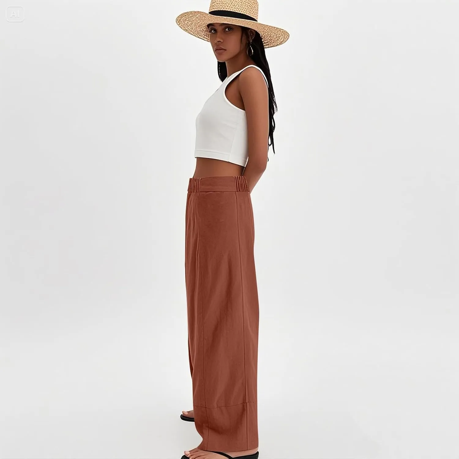 Wide Leg Linen Pants Women 2025 Summer High Waist Palazzo Pants Baggy Lightweight Boho Beach Lounge Trousers Pockets