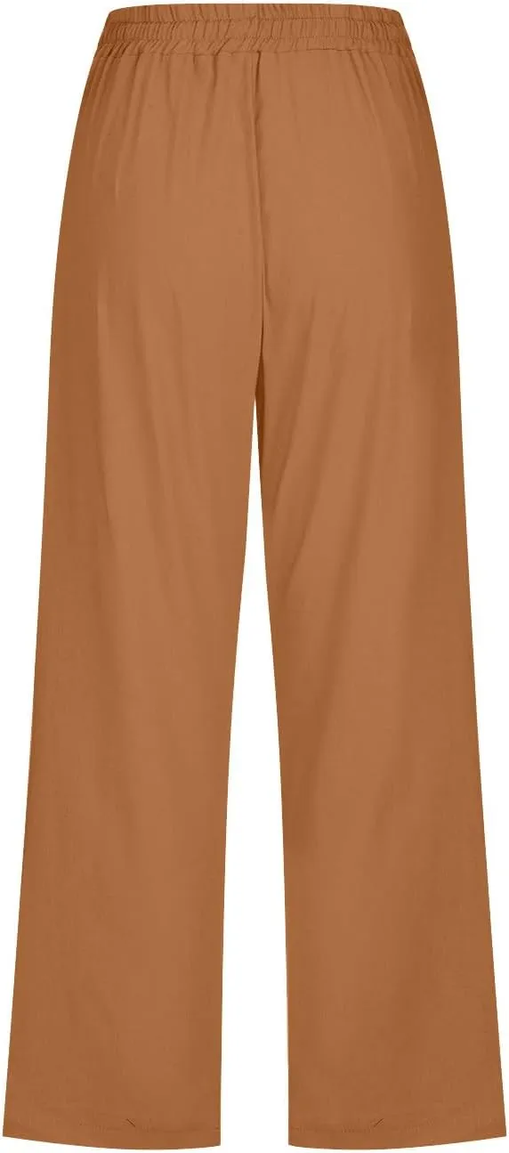 Women Cotton Linen Capris Beach Vacation Summer Pants Bohemian Boho Casual Pants Resort Trendy Wear Clothes 2025