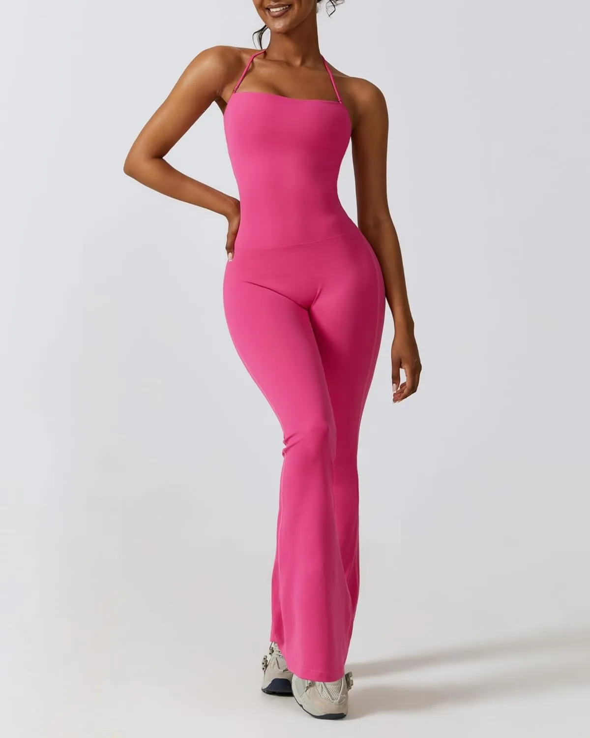Women Flare Jumpsuits Halter Neck and Flared Leggings Double Ways to Wear Flare Yoga pants