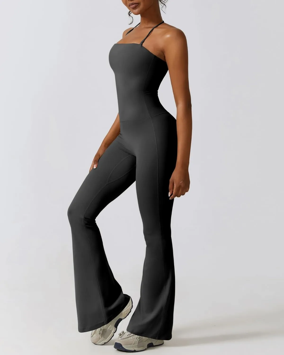 Women Flare Jumpsuits Halter Neck and Flared Leggings Double Ways to Wear Flare Yoga pants