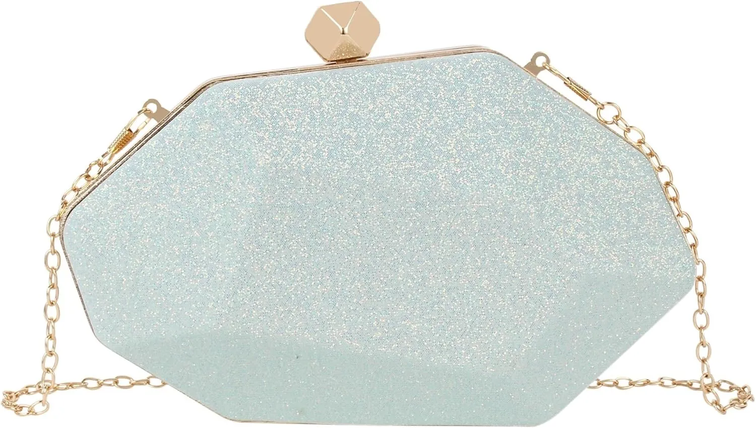 Women Geometric Evening Glittery Metallic Handbag Chain Wedding Clutch Purse
