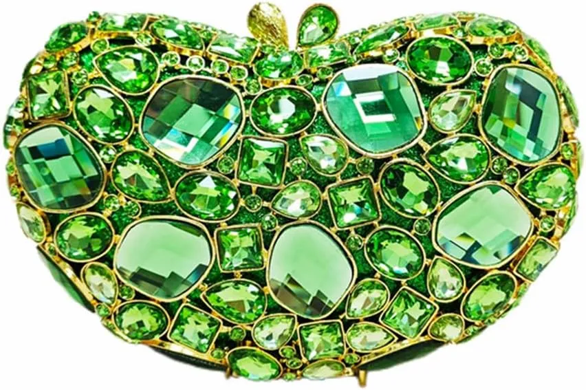 Women Luxury Heart Shape Crystal Evening Handbags Glitter Rhinestones Clutch Diamond Purse for Wedding Banquet Prom