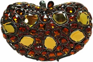 Women Luxury Heart Shape Crystal Evening Handbags Glitter Rhinestones Clutch Diamond Purse for Wedding Banquet Prom