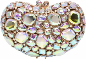 Women Luxury Heart Shape Crystal Evening Handbags Glitter Rhinestones Clutch Diamond Purse for Wedding Banquet Prom