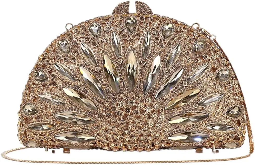 Women Luxury Sunflower Rhinestone Evening Clutch Chic Floral Diamond Wedding Handbag Crystal Purse for Prom Party