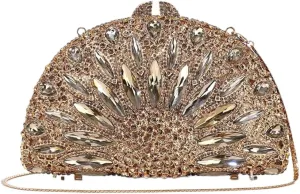 Women Luxury Sunflower Rhinestone Evening Clutch Chic Floral Diamond Wedding Handbag Crystal Purse for Prom Party