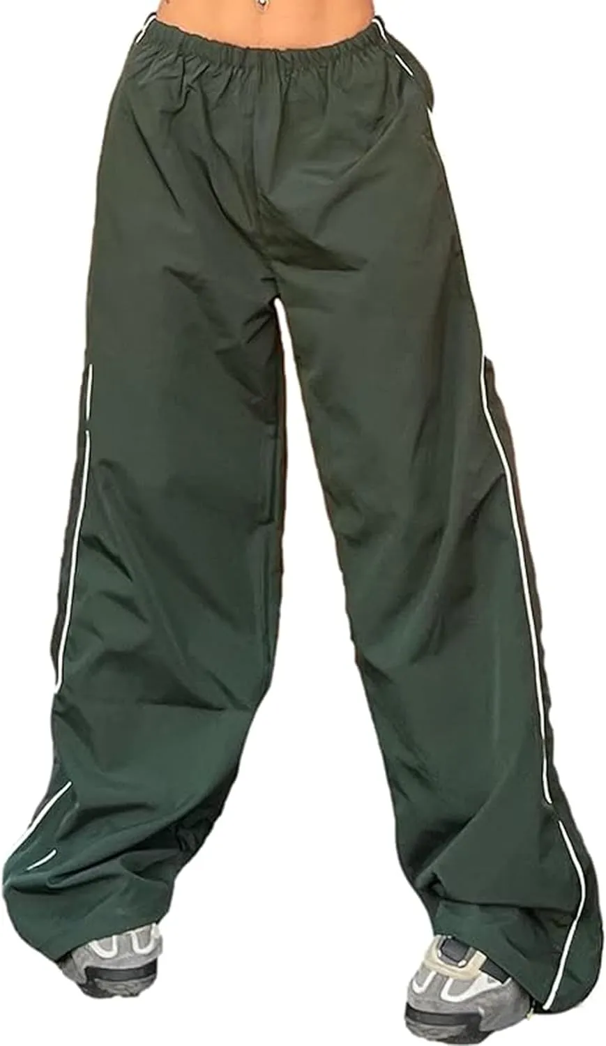 Women Y2K Baggy Pants Wide Leg Parachute Casual Sweatpants Track Pants with Pockets