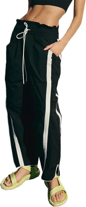 Women Y2k Track Pants Side Striped Wide Leg Baggy Pants Casual Drawstring Waist Parachute Sweatpants Streetwear
