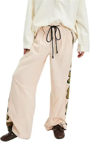 Women Y2k Track Pants Side Striped Wide Leg Baggy Pants Casual Drawstring Waist Parachute Sweatpants Streetwear