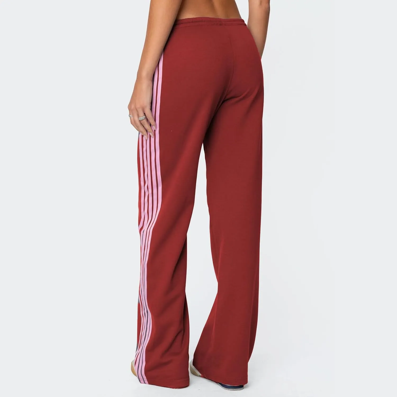 Women Y2k Vintage Track Pants Drawstring Low Waist Side Striped Sweatpants Straight Leg Loose Fit Joggers