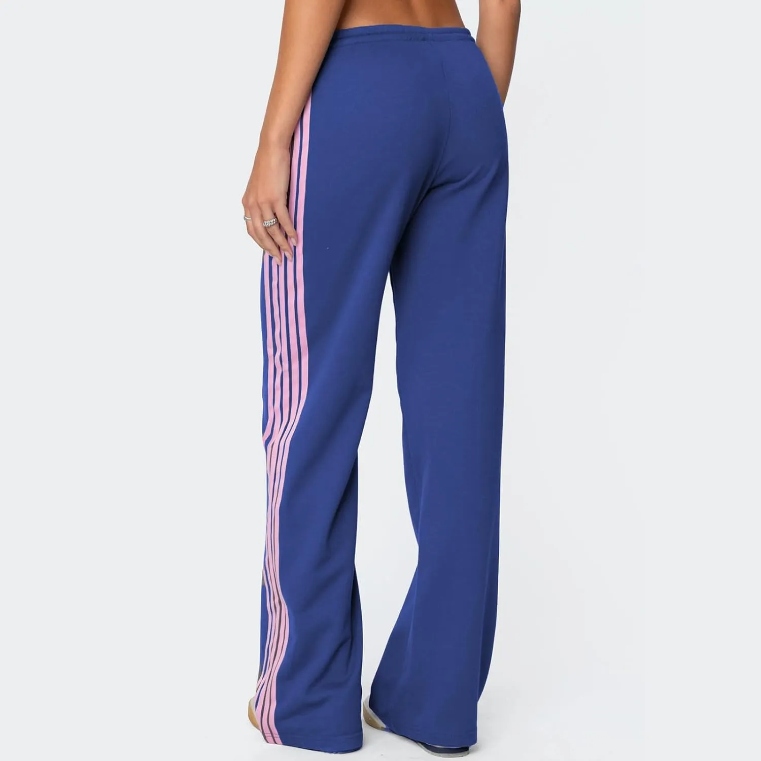 Women Y2k Vintage Track Pants Drawstring Low Waist Side Striped Sweatpants Straight Leg Loose Fit Joggers