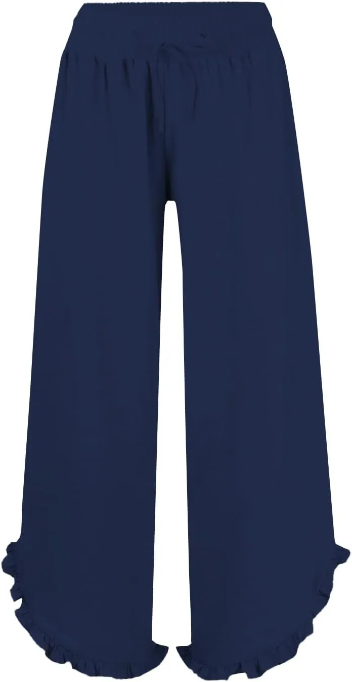 Womens Business Casual Linen Pants, 2025 Loose Fit Long Trousers 2025 Spring High Waist Knit Sweatpants with Pockets