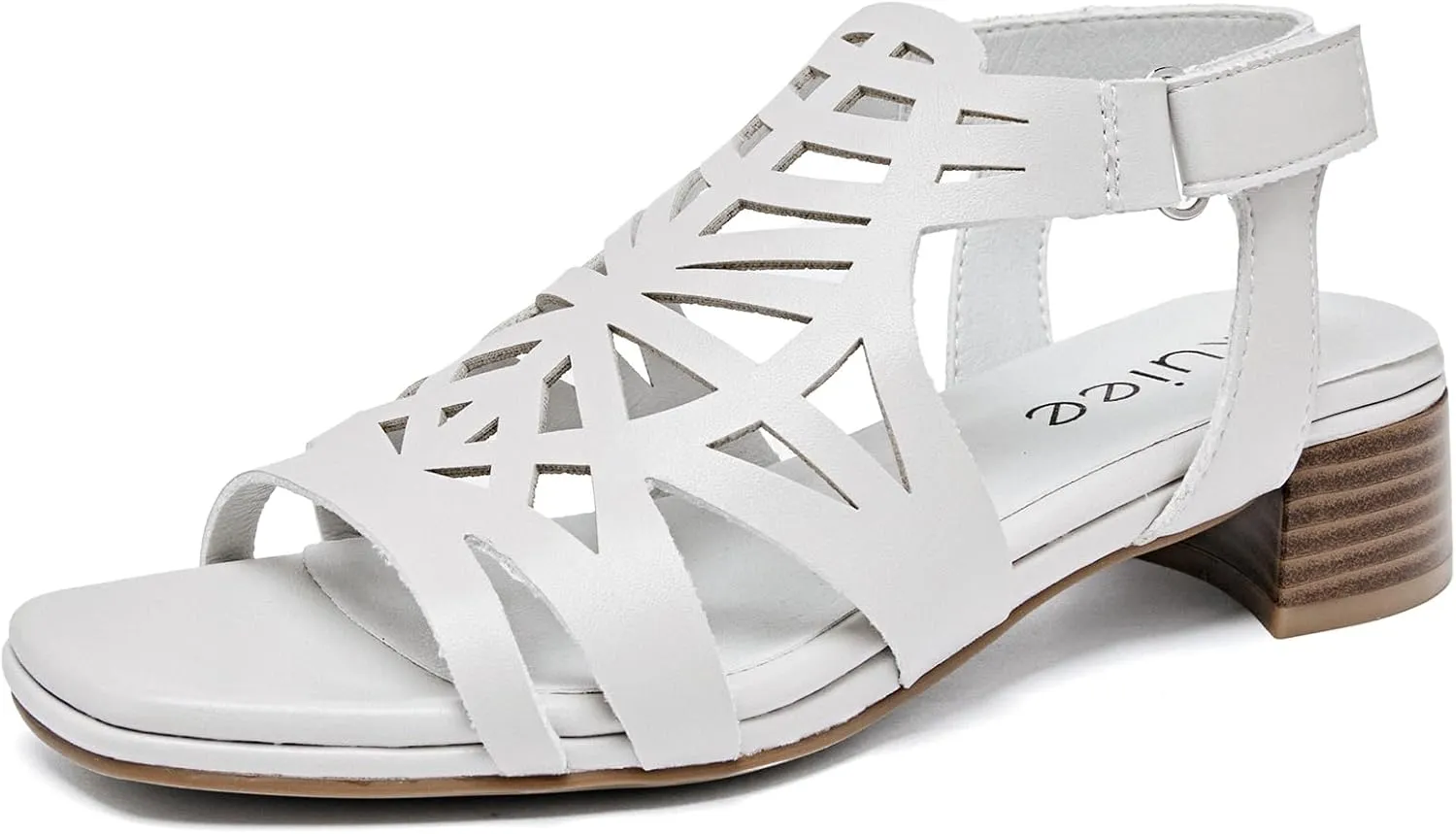 Women's Chunky Heeled Sandals - Block Low Heels Ankle Strap Square Open Toe Dressy Sandals for Women.