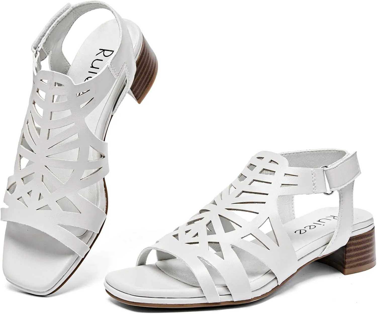Women's Chunky Heeled Sandals - Block Low Heels Ankle Strap Square Open Toe Dressy Sandals for Women.