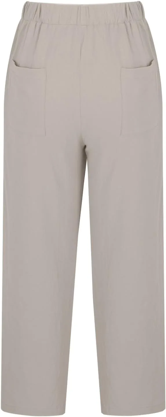 Womens Cotton Linen Pants 2025 Summer Wide Leg Casual Loose Pants with Pocket Drawstring High Waist Palazzo Trousers