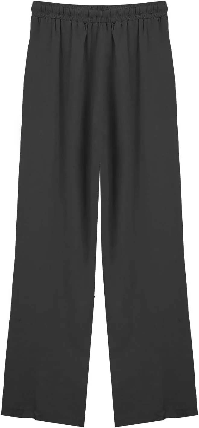 Womens Cotton Linen Pants,Summer Casual Loose Drawstring High Waist Lounge Palazzo Pants Beach Trousers with Pockets