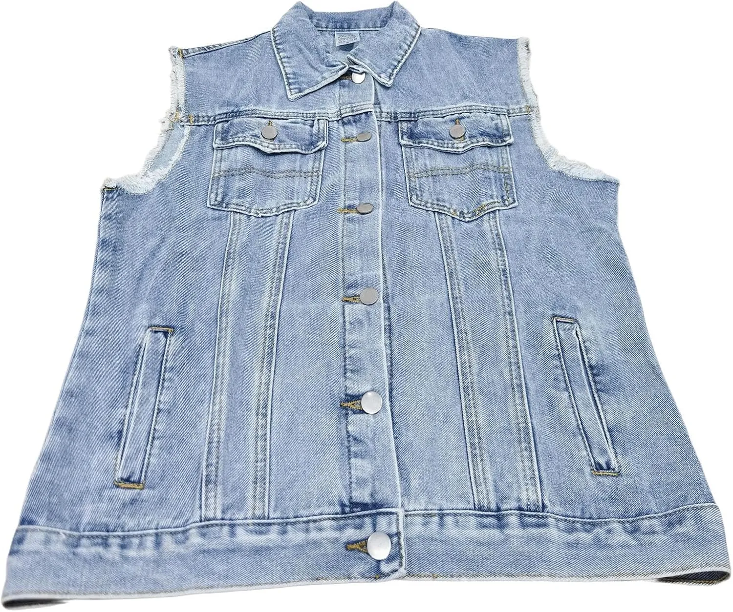 Women's Denim Vest Casual Button Down Sleeveless Jean Jacket