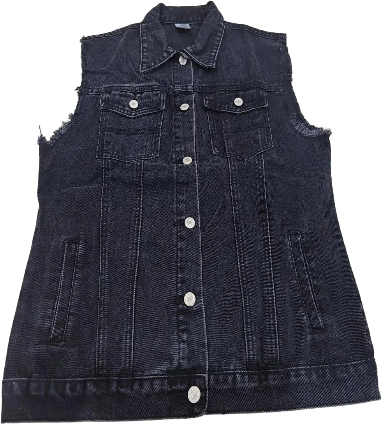 Women's Denim Vest Casual Button Down Sleeveless Jean Jacket