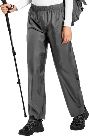 Women's Lightweight Waterproof Windproof Hiking Rain Pants Foldable Fishing Outdoor Rain Pants with Storage Bag