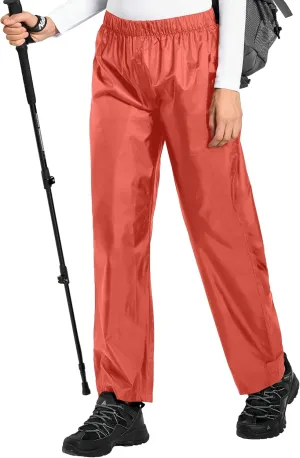 Women's Lightweight Waterproof Windproof Hiking Rain Pants Foldable Fishing Outdoor Rain Pants with Storage Bag