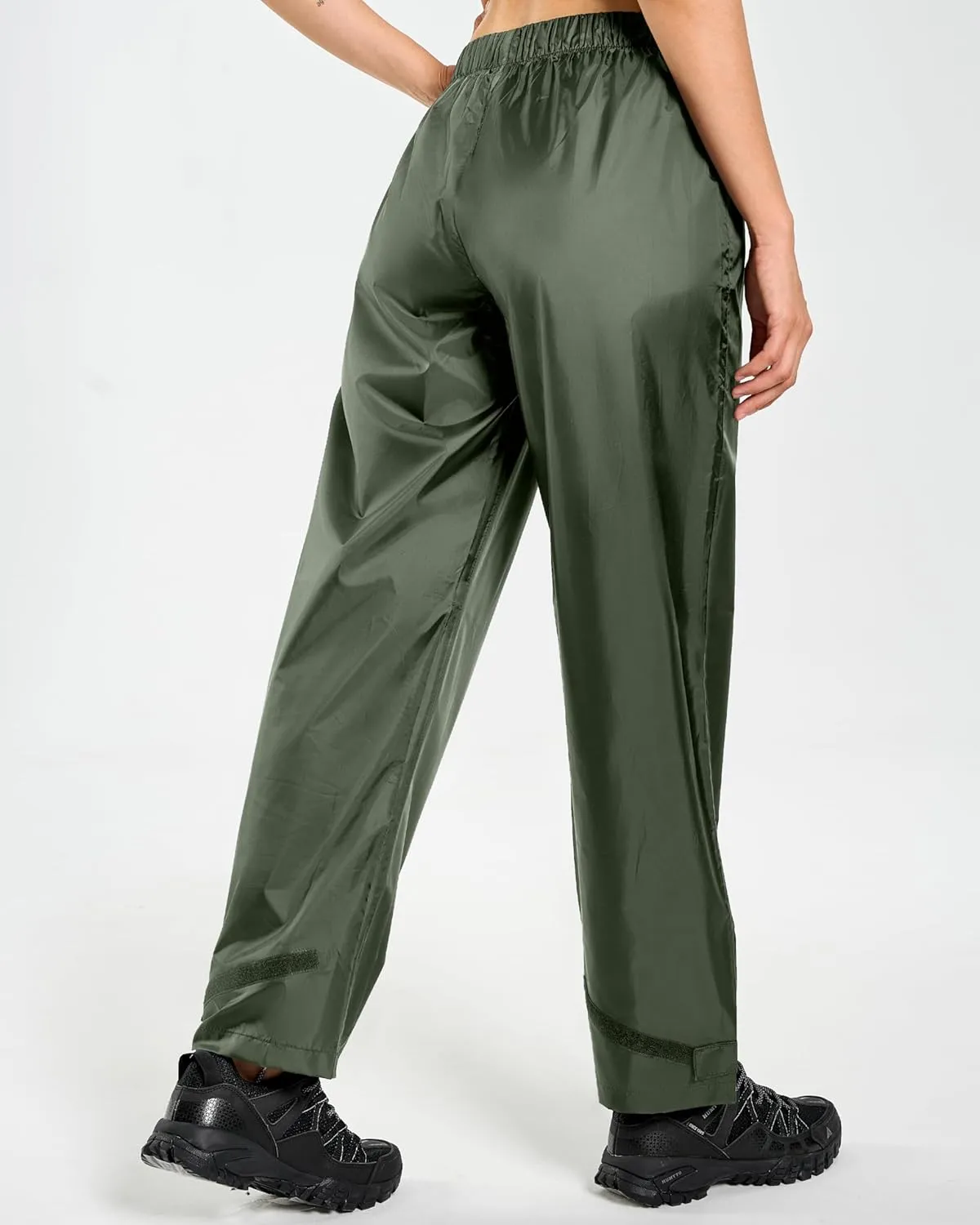 Women's Lightweight Waterproof Windproof Hiking Rain Pants Foldable Fishing Outdoor Rain Pants with Storage Bag