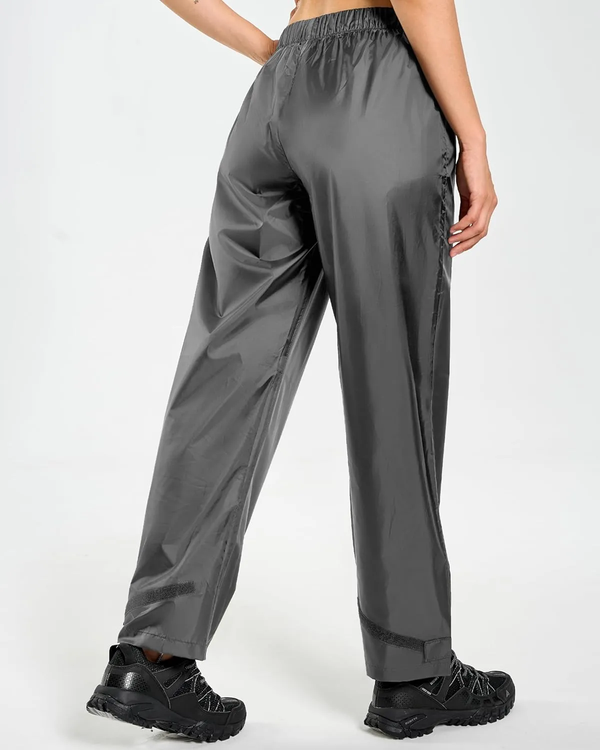 Women's Lightweight Waterproof Windproof Hiking Rain Pants Foldable Fishing Outdoor Rain Pants with Storage Bag