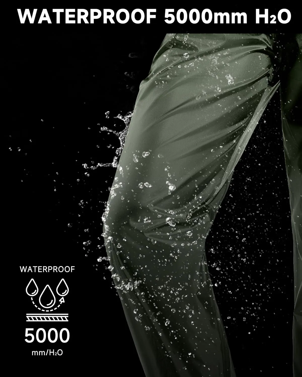 Women's Lightweight Waterproof Windproof Hiking Rain Pants Foldable Fishing Outdoor Rain Pants with Storage Bag