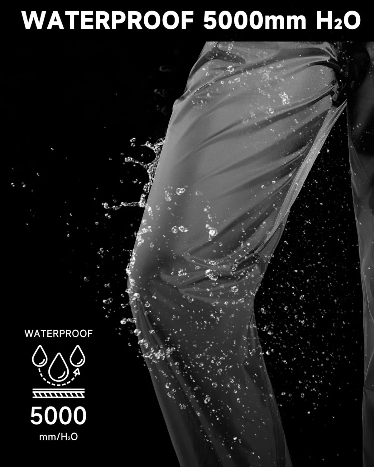 Women's Lightweight Waterproof Windproof Hiking Rain Pants Foldable Fishing Outdoor Rain Pants with Storage Bag
