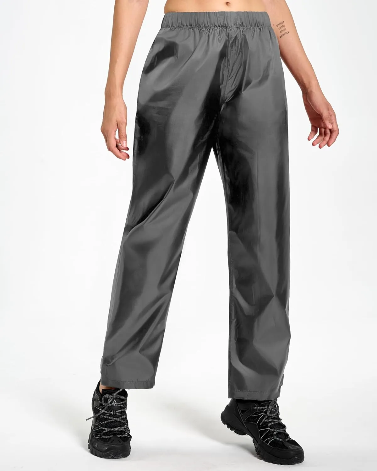 Women's Lightweight Waterproof Windproof Hiking Rain Pants Foldable Fishing Outdoor Rain Pants with Storage Bag