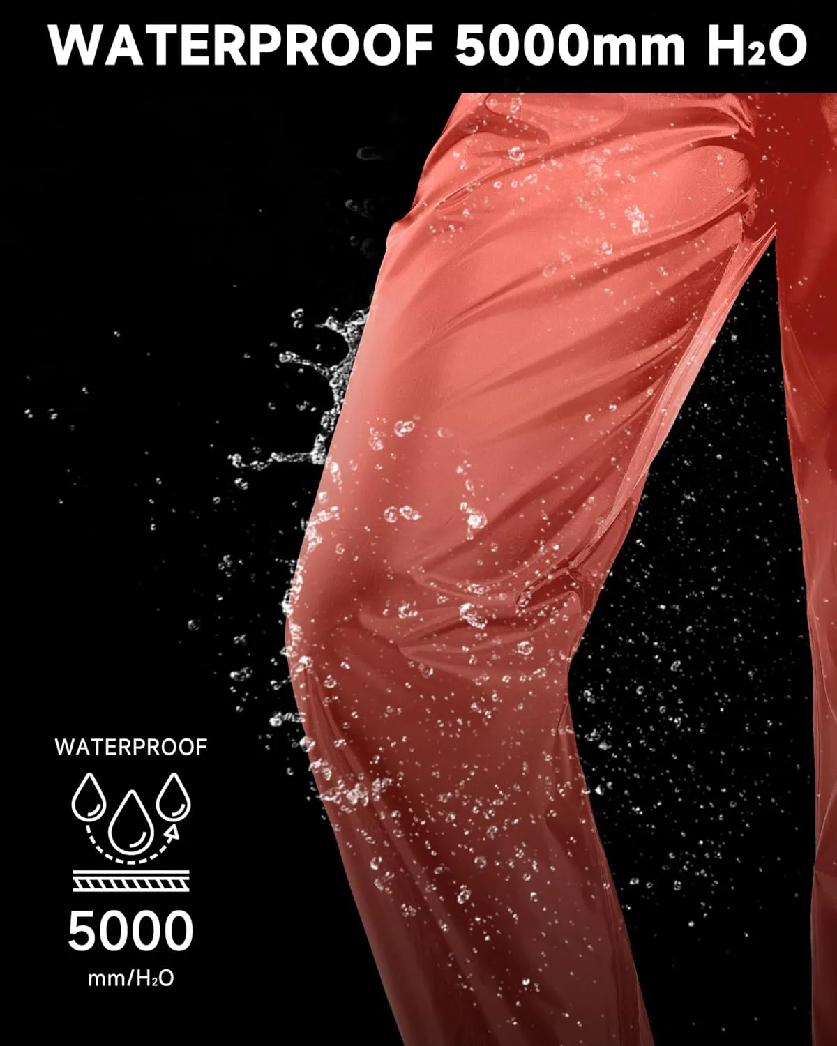 Women's Lightweight Waterproof Windproof Hiking Rain Pants Foldable Fishing Outdoor Rain Pants with Storage Bag