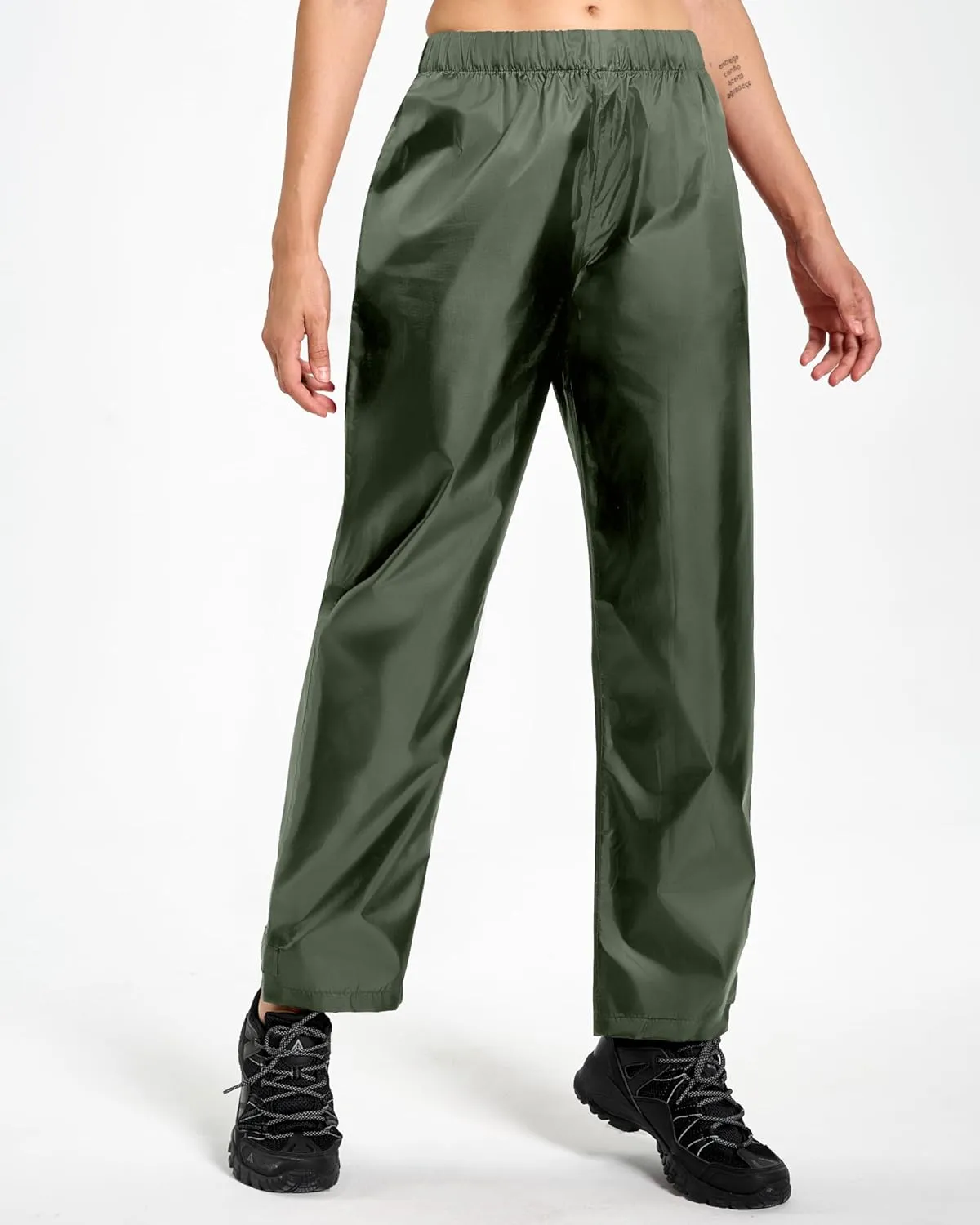 Women's Lightweight Waterproof Windproof Hiking Rain Pants Foldable Fishing Outdoor Rain Pants with Storage Bag