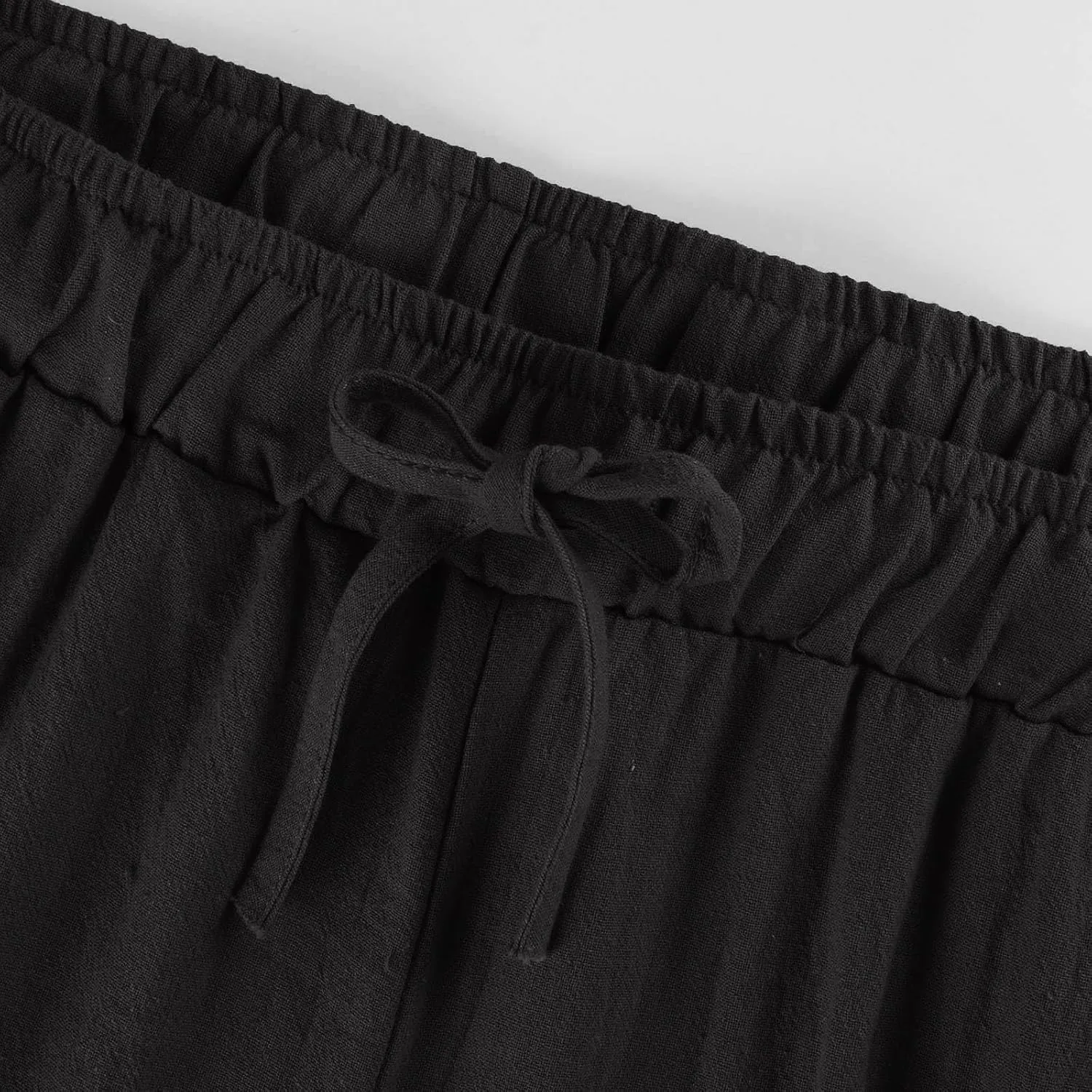 Womens Linen Pants 2025 Summer Beach Lounge Wide Leg Trousers Drawstring High Waisted Palazzo Pants with Pockets