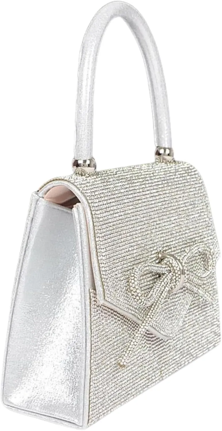 Womens Rhinestone Bow Tie Clutch Sparkly Glitter Evening Bag Wedding Party Prom Banquet Cocktail Purse with Shoulder Chain