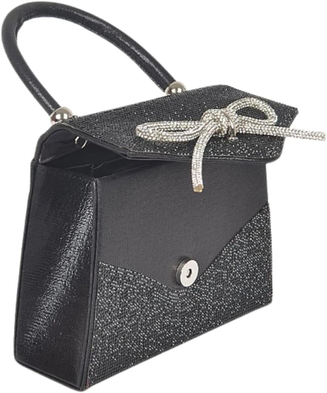 Womens Rhinestone Bow Tie Clutch Sparkly Glitter Evening Bag Wedding Party Prom Banquet Cocktail Purse with Shoulder Chain