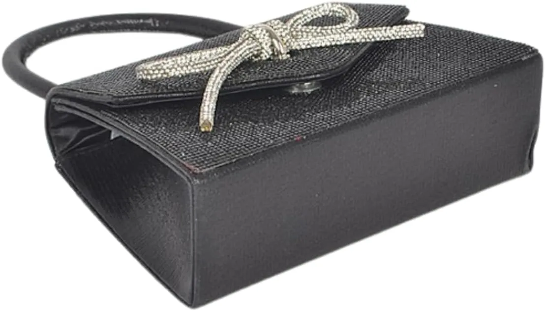 Womens Rhinestone Bow Tie Clutch Sparkly Glitter Evening Bag Wedding Party Prom Banquet Cocktail Purse with Shoulder Chain