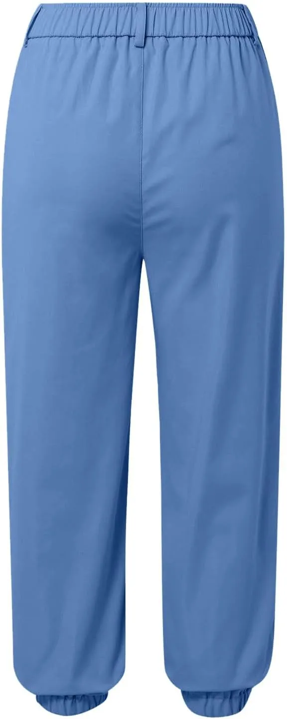 Work Capri Pant for Women Summer Business Casual High-Waist Crop Pant Fashion Dressy Trousers with Pockets S-3XL