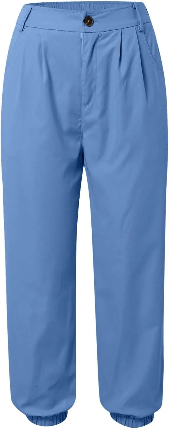 Work Capri Pant for Women Summer Business Casual High-Waist Crop Pant Fashion Dressy Trousers with Pockets S-3XL