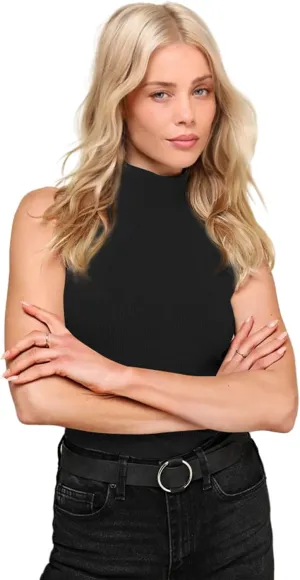 WOSALBA Womens Turtleneck Sleeveless Ribbed Fall Pullover Vest Tank Sweater Knit Underwear